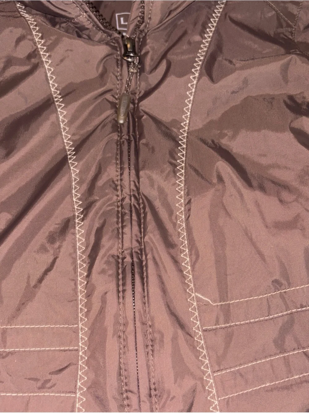 L.L. Bean Girls Medium 5-6 Brown parka W/removable Hood Zip-Up Jacket